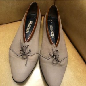 Size 5.5 tan brown beige genuine Italian leather loafers flats slip on oxfords